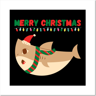 Merry Christmas shark Posters and Art